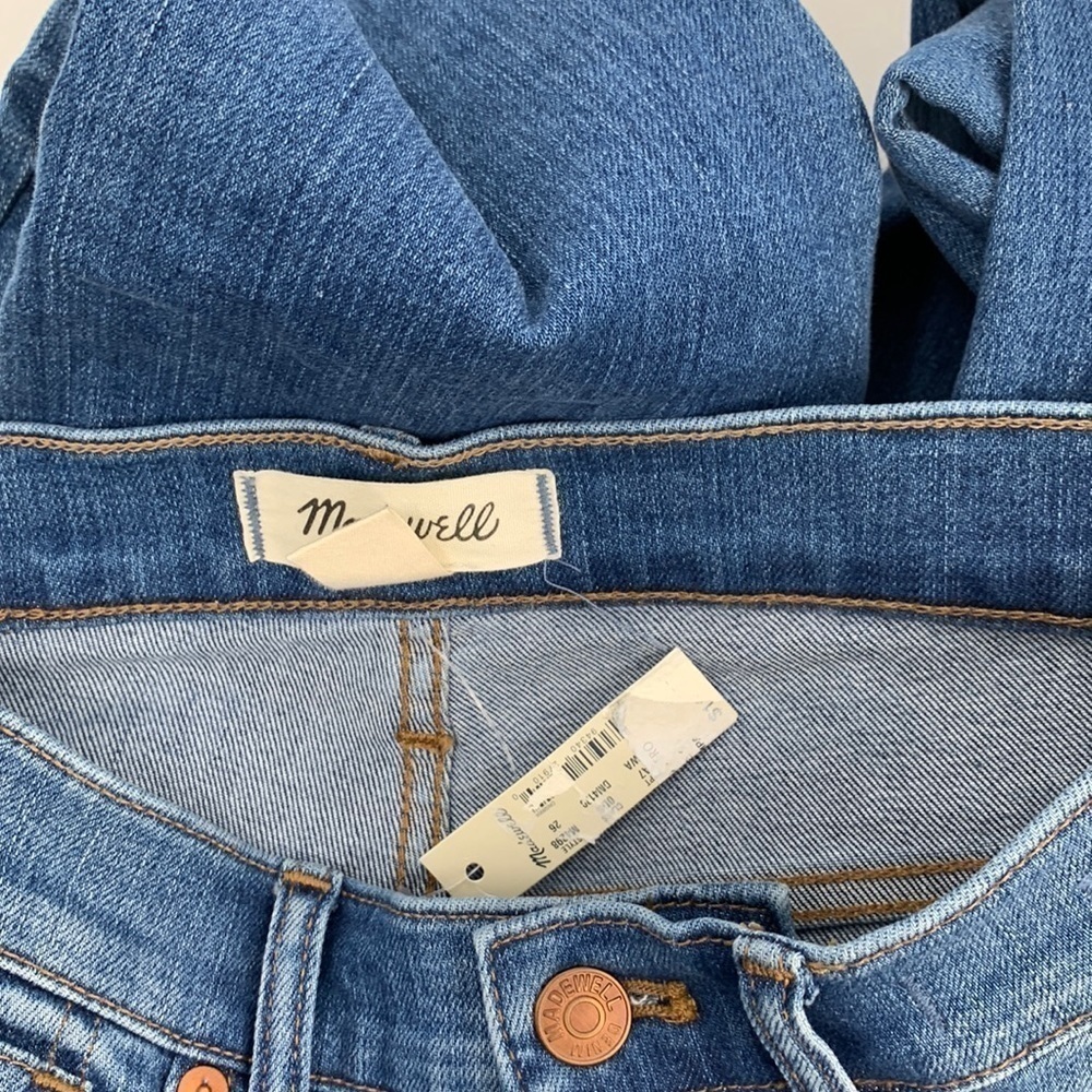 Madewell mid-rise skinny distressed jeans women raw hem frayed 9" new 26 - Picture 6 of 7
